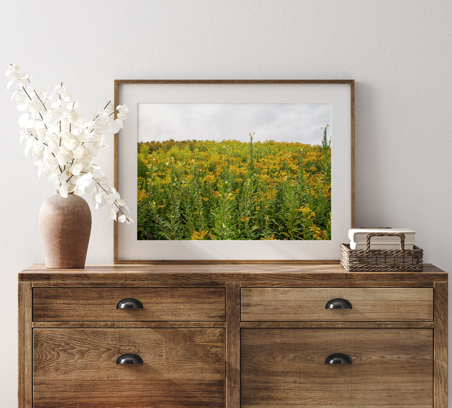 Maine Wild Ragweed Yellow Flowers Landscape Photo Print | Boho Wall Art