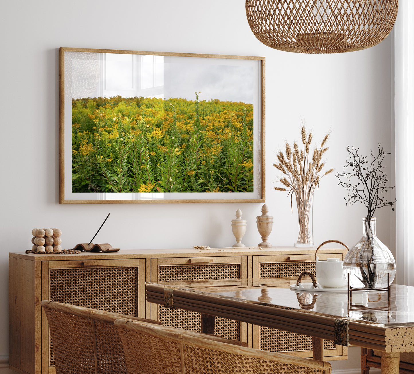Maine Wild Ragweed Yellow Flowers Landscape Photo Print | Boho Wall Art