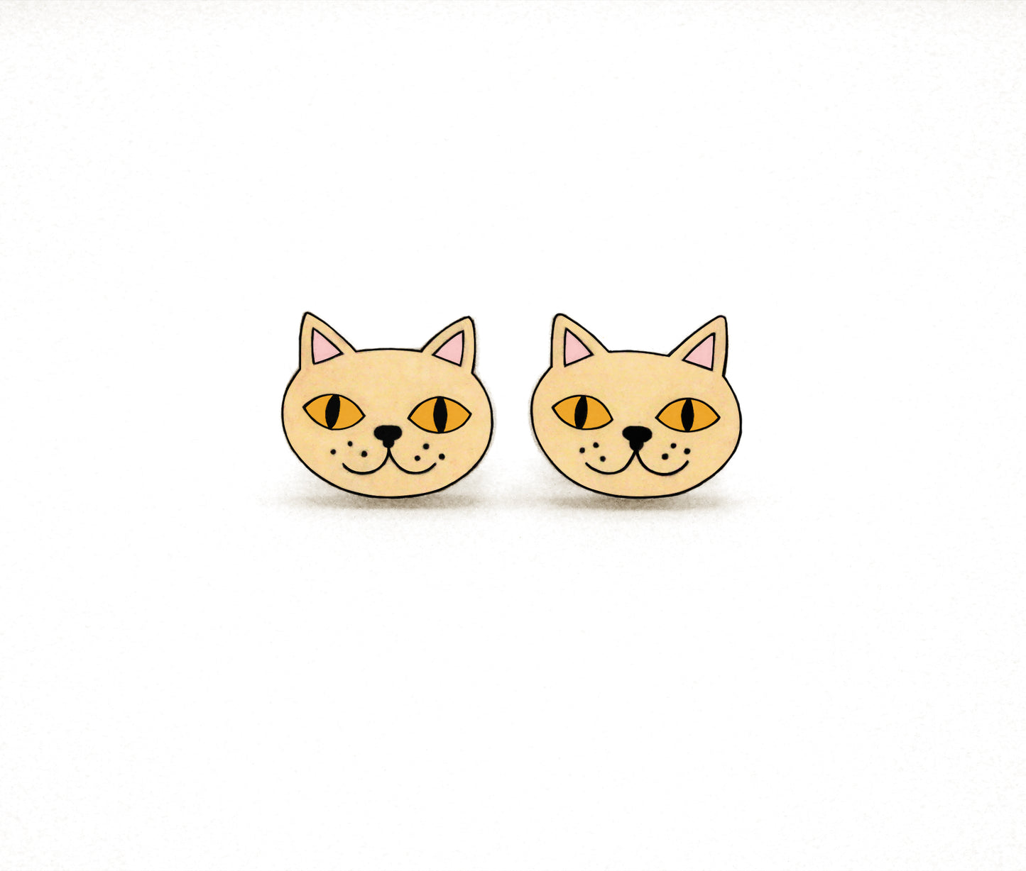 Beige Cream British Shorthair Cat Stud Earrings