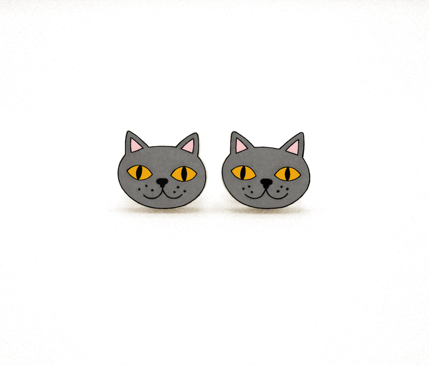 Tiny Blue British Shorthair Stud Earrings | Hypoallergenic Gray Cat Jewelry