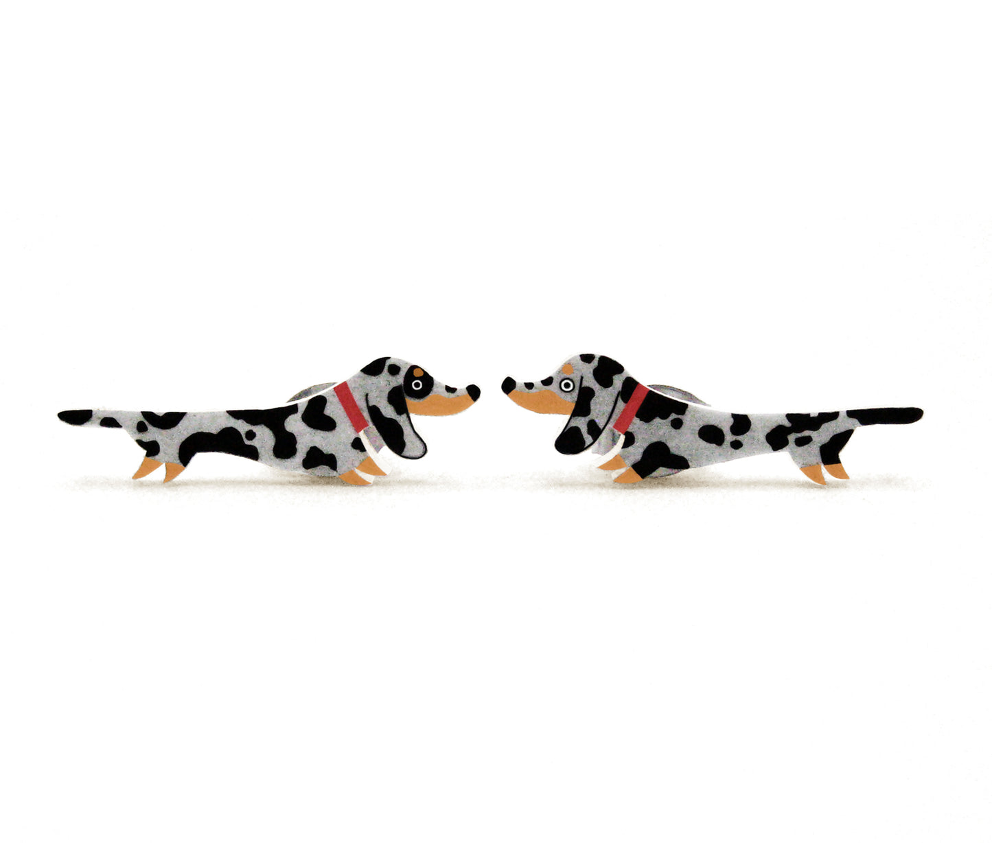 Tiny Dapple Dachshund Stud Earrings | Hypoallergenic Dog Jewelry