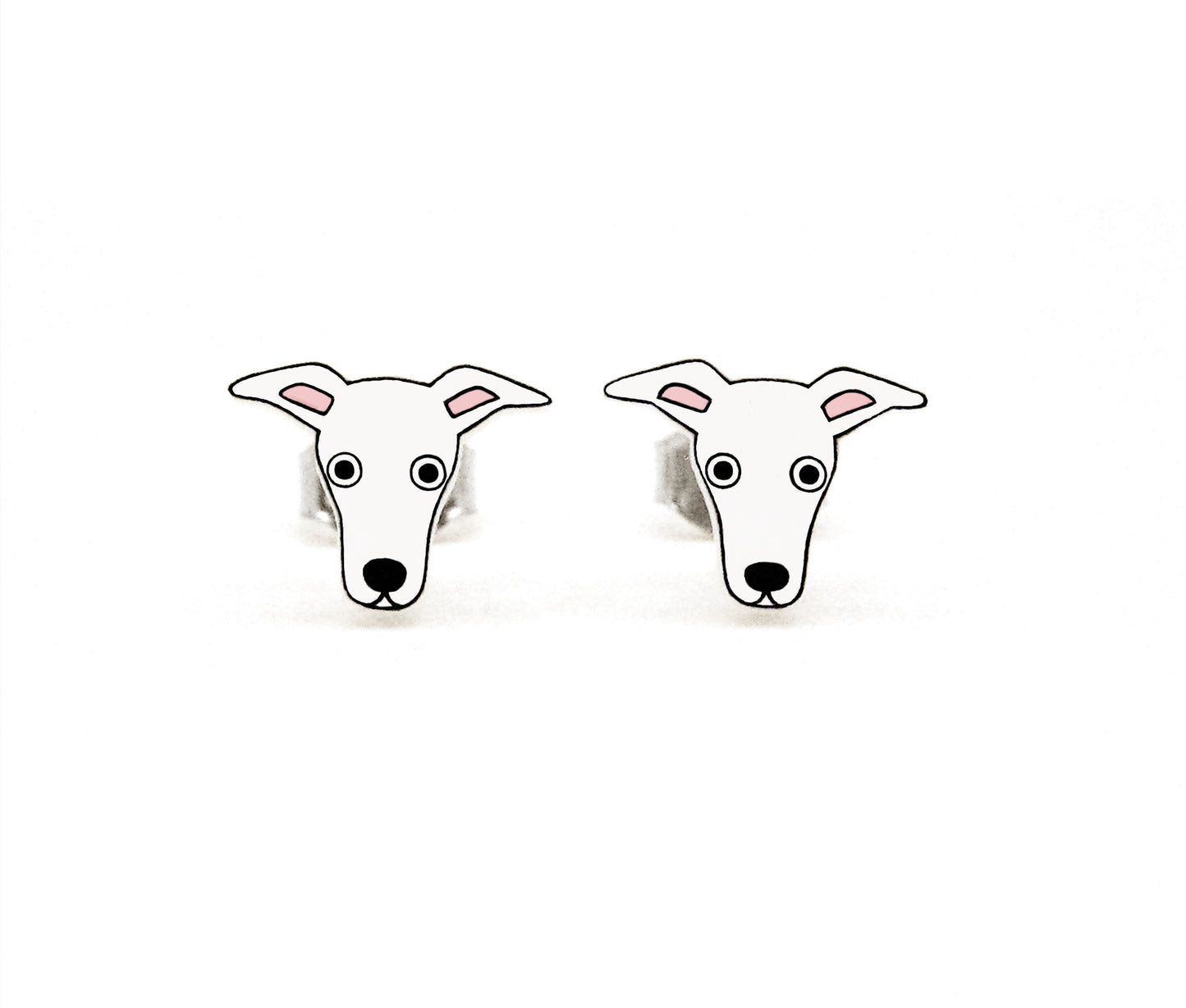 White Italian Greyhound Whippet Stud Earrings