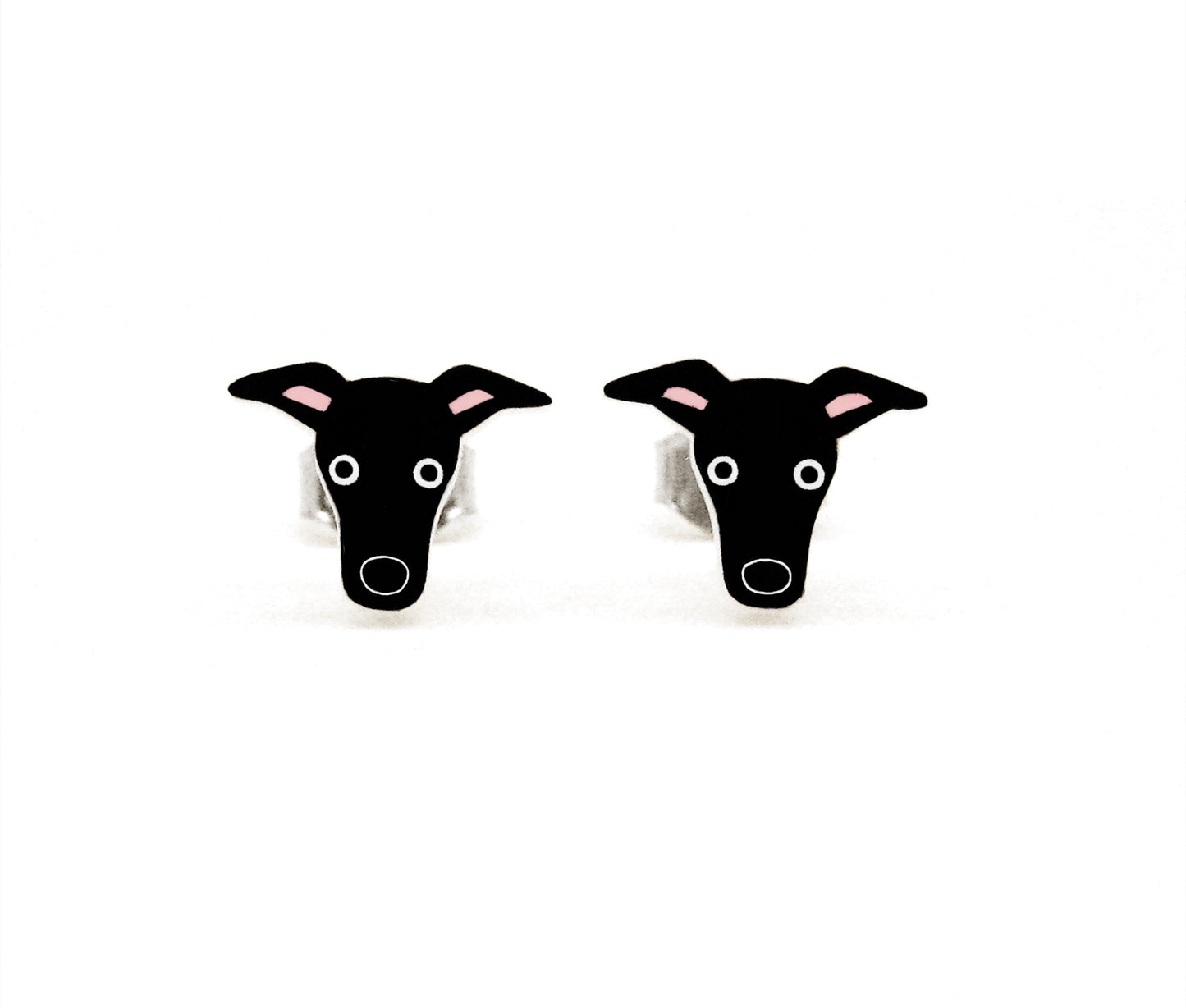 Black Italian Greyhound Whippet Stud Earrings