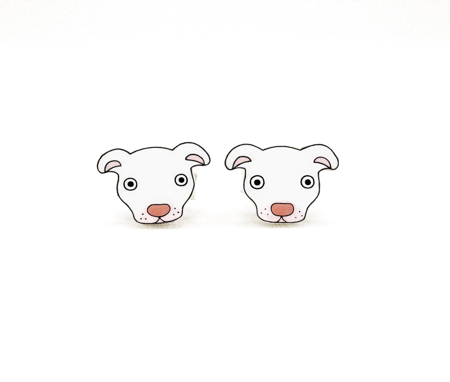 Tiny White Red Nose Pit Bull Stud Earrings | Hypoallergenic Pitbull Lover Gift
