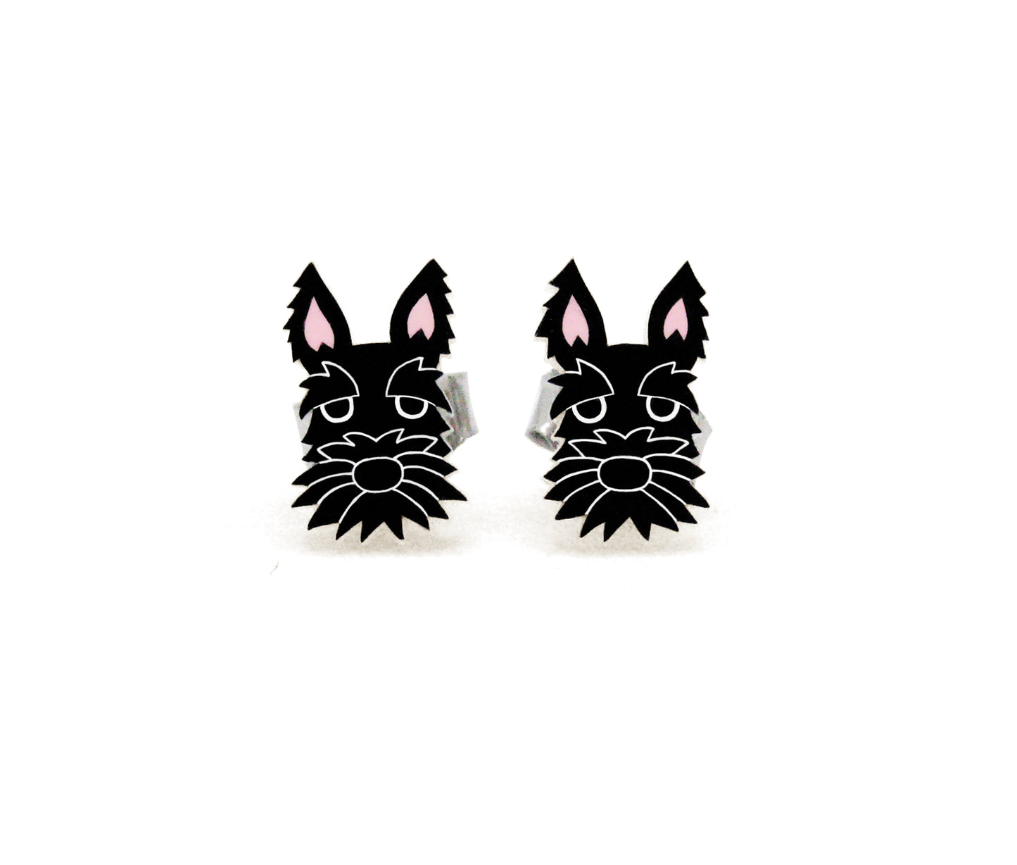 Tiny Black Scottish Terrier Stud Earrings | Hypoallergenic Handmade Dog Jewelry