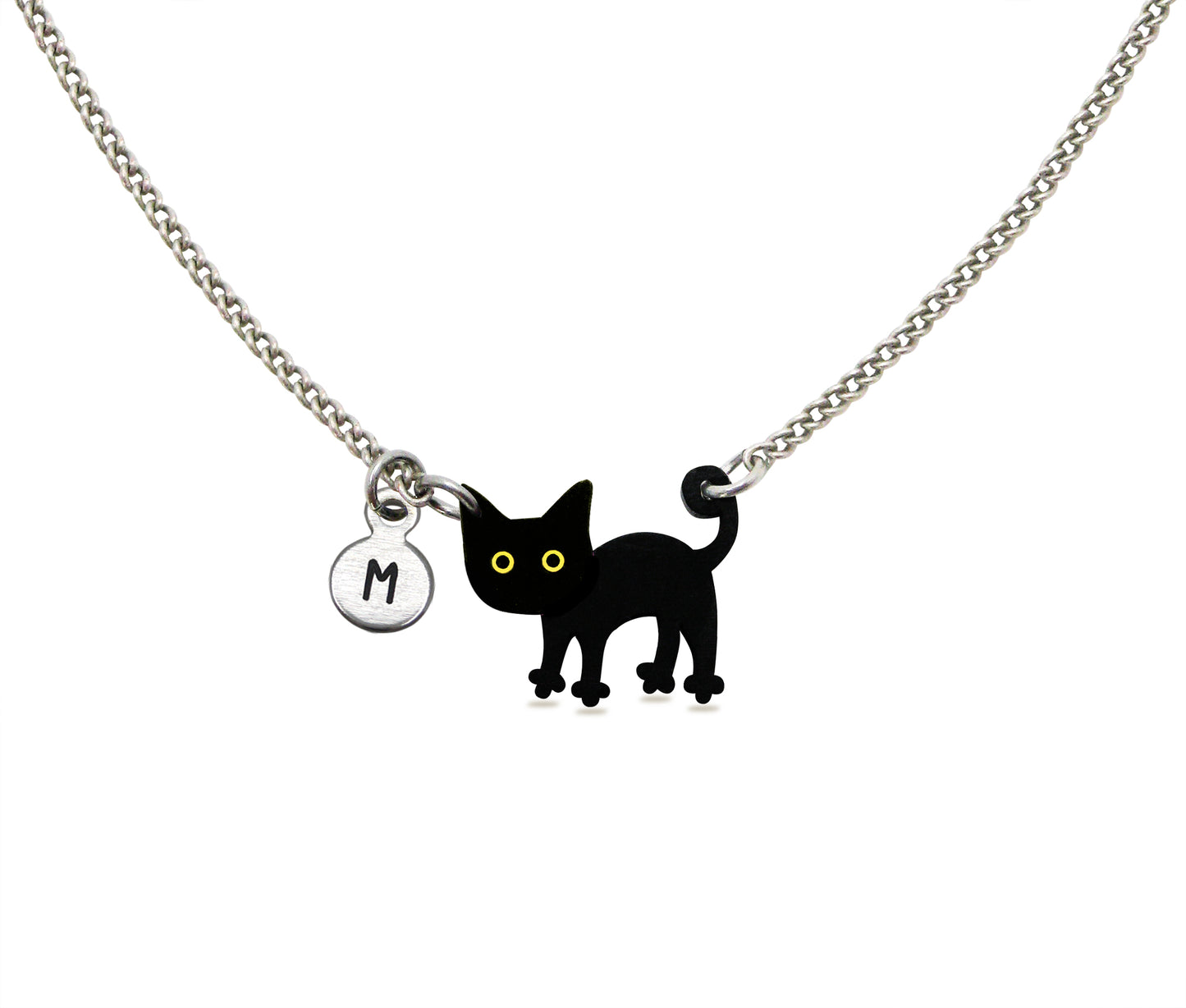 Tiny Black Cat Necklace | Hypoallergenic Halloween Witch Jewelry | Minimalist Cat