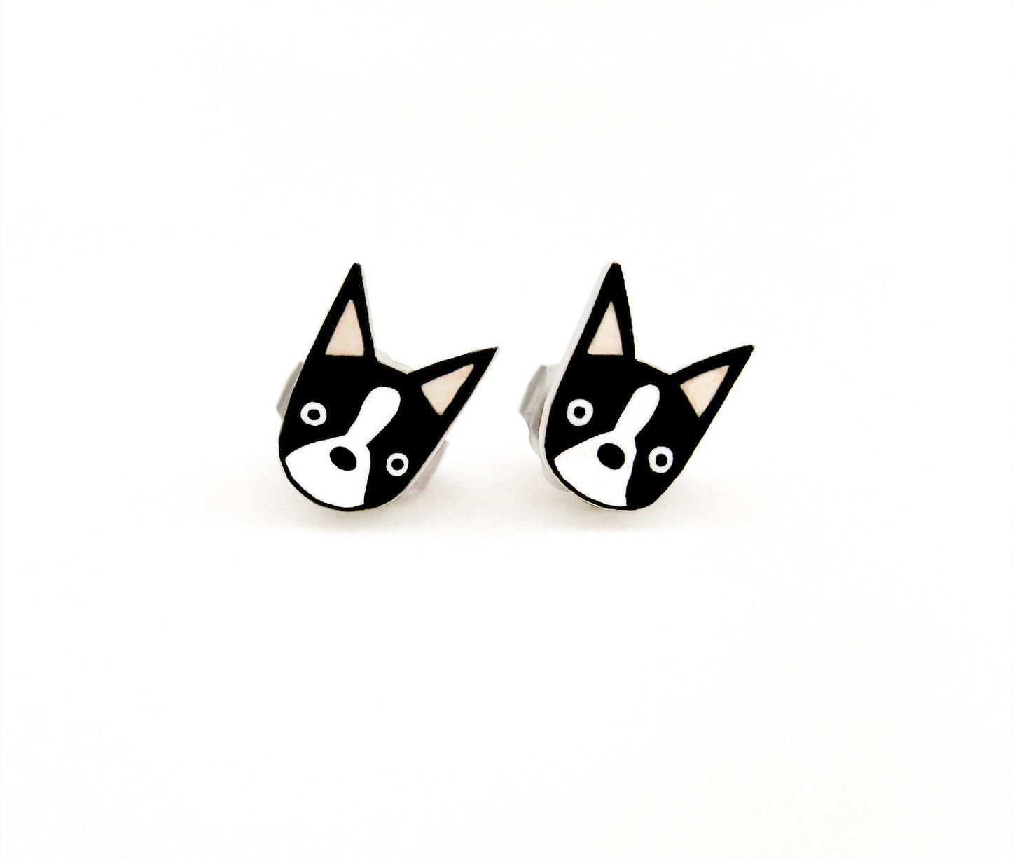 Tiny Boston Terrier Stud Earrings | Hypoallergenic Minimalist Dog Jewelry