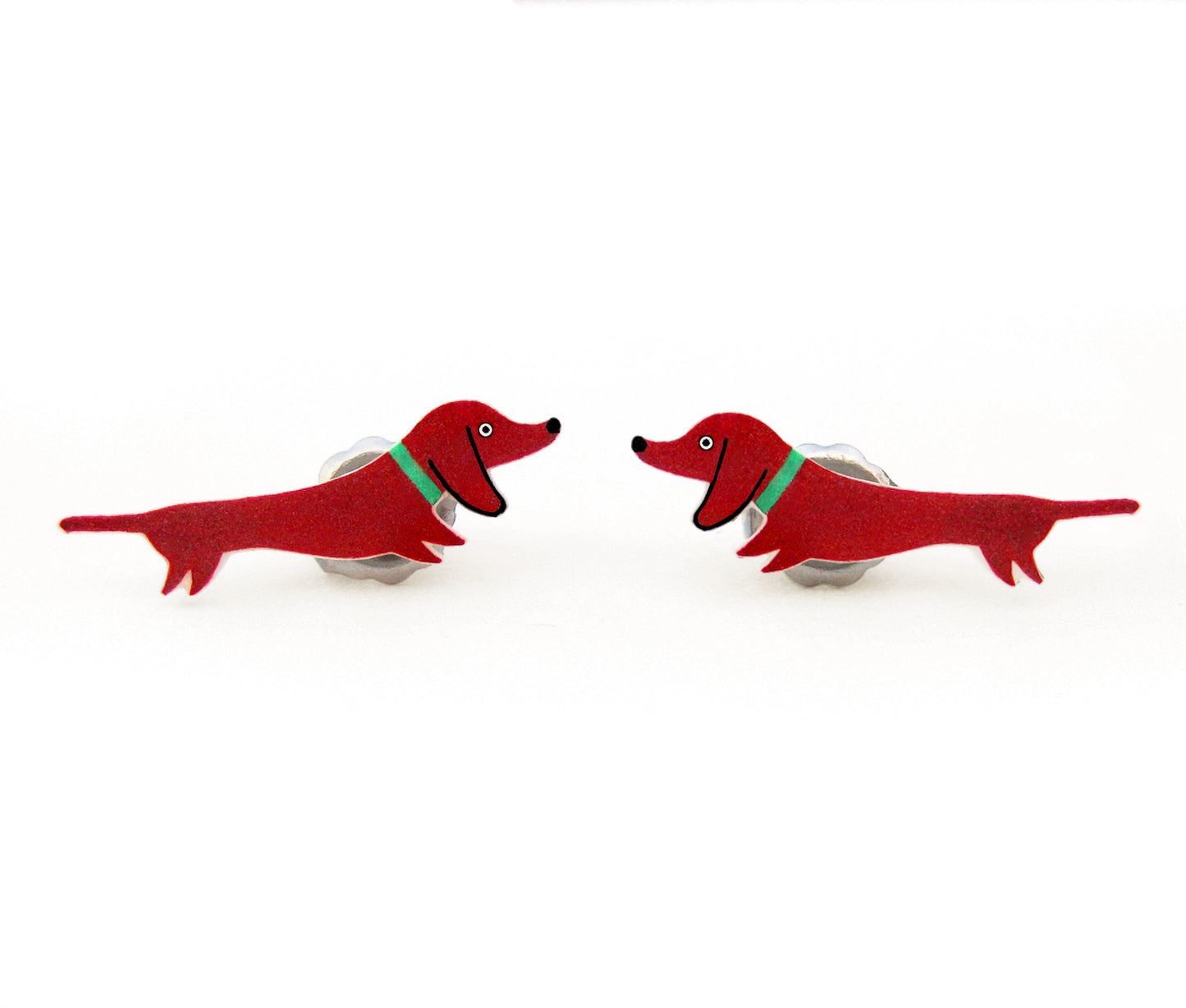 Tiny Red Dachshund Stud Earrings | Quirky Wiener Dog Jewelry | Hypoallergenic Dog Mom Gift