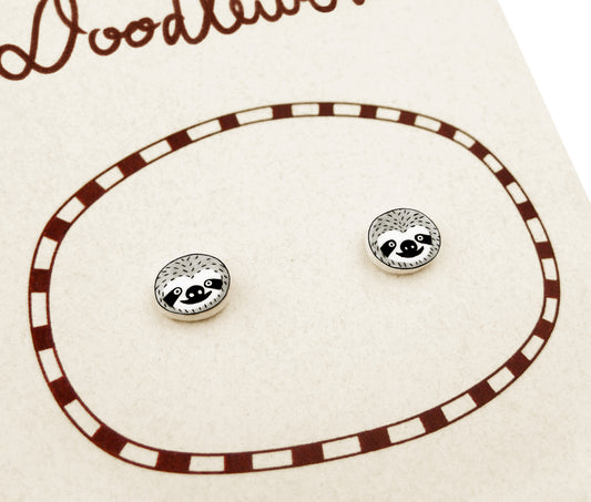 Tiny Sloth Stud Earrings | Hypoallergenic Cute Handmade Jewelry