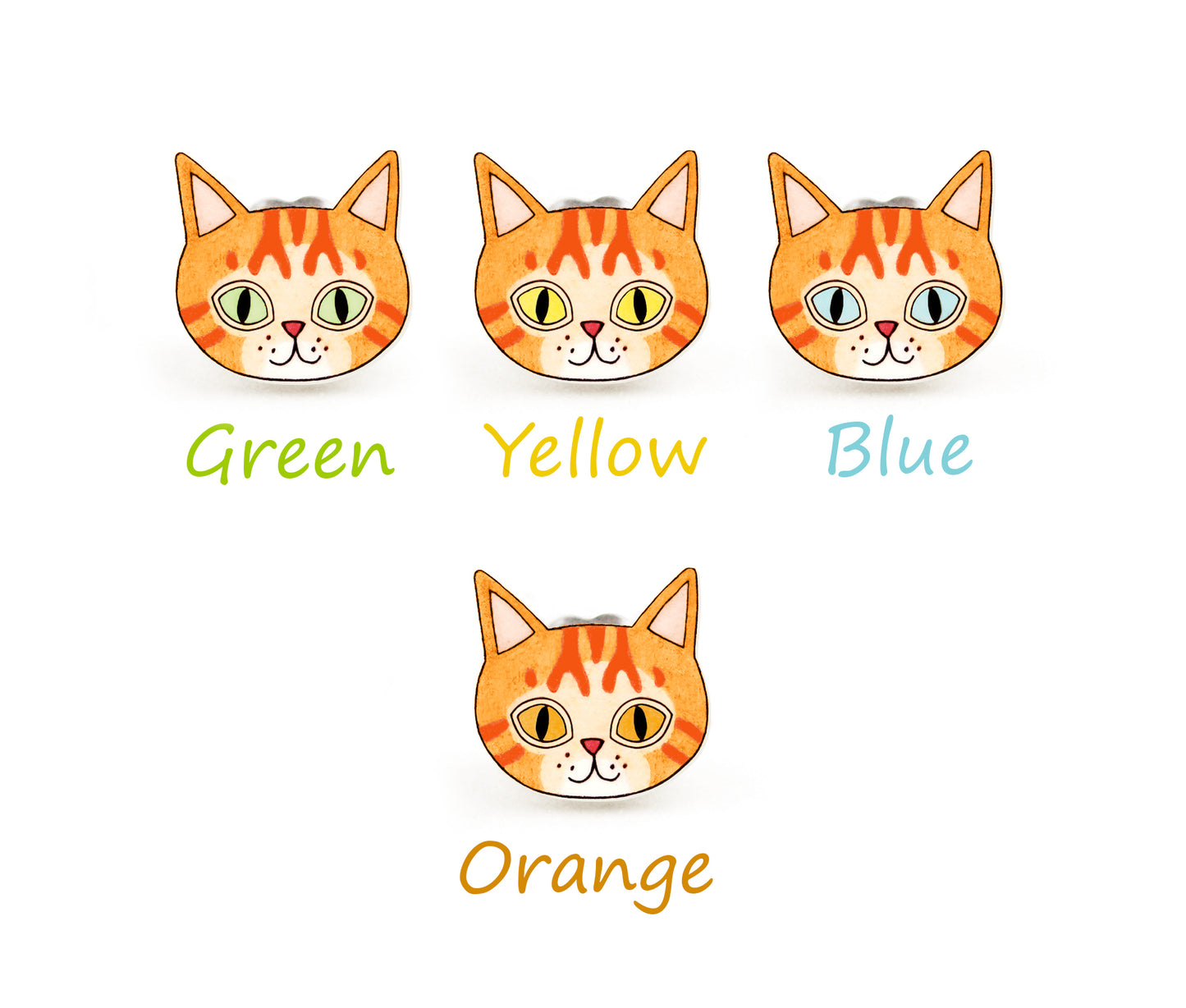Tiny Orange Tabby Cat Stud Earrings | Handcrafted Ginger Cat Jewelry