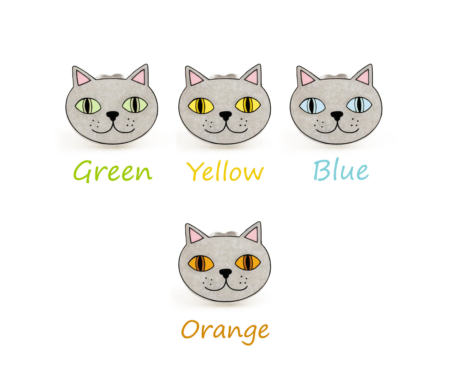 Tiny Lilac British Shorthair Cat Stud Earrings | Hypoallergenic Handmade Jewelry