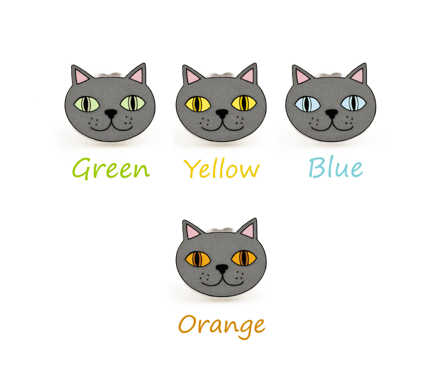 Tiny Blue British Shorthair Stud Earrings | Hypoallergenic Gray Cat Jewelry