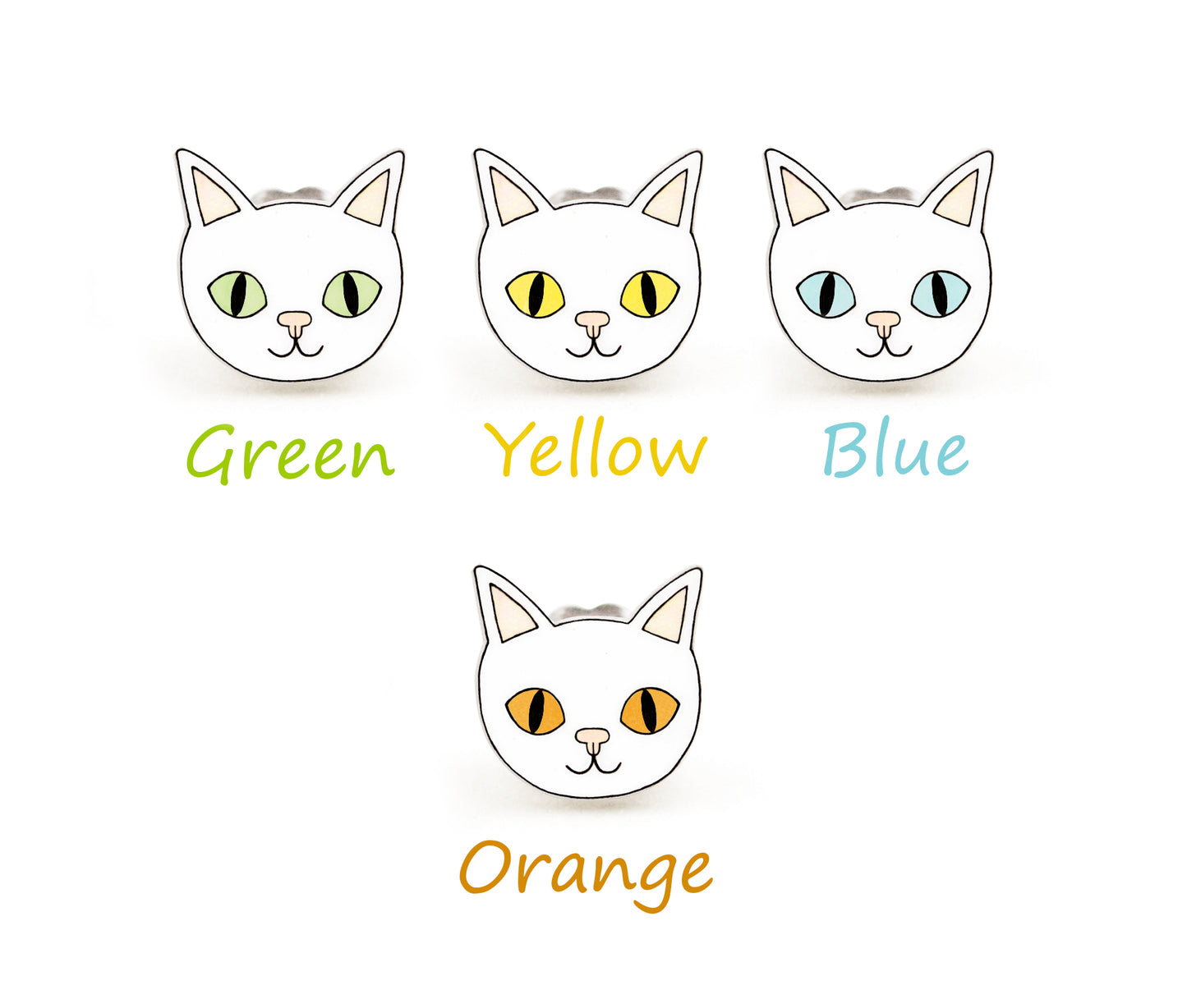 Tiny White Cat Stud Earrings | Hypoallergenic Cat Lover Gift