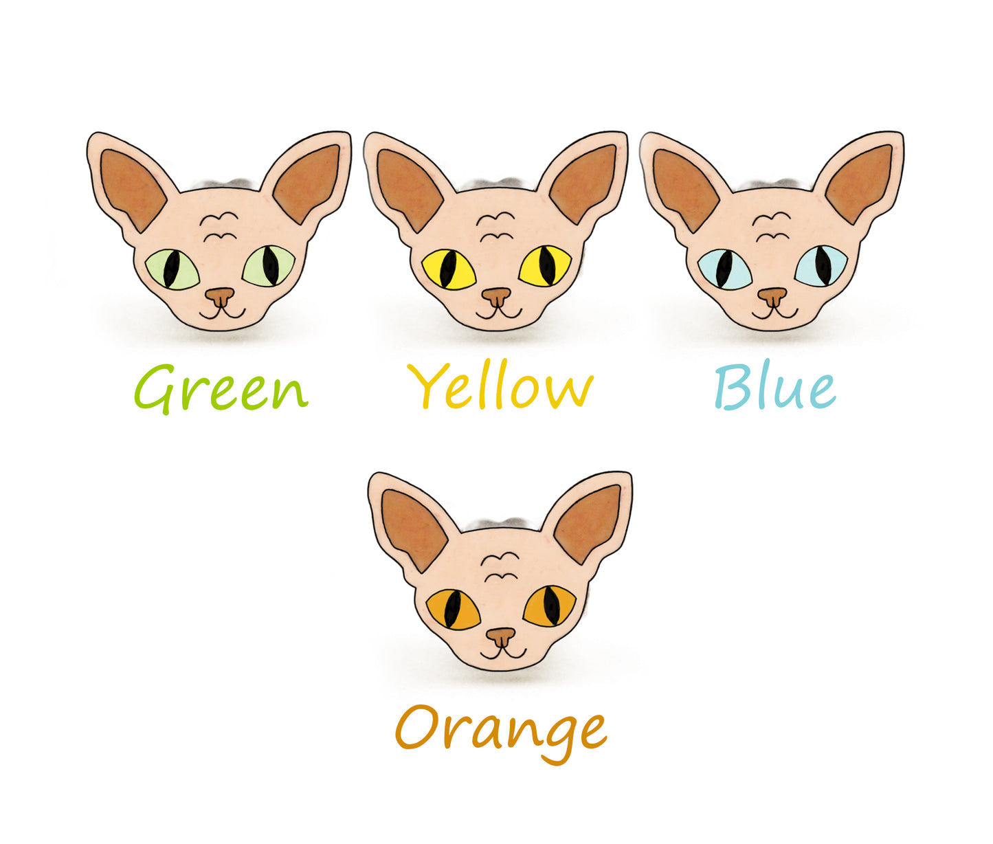 Tiny Sphynx Hairless Cat Stud Earrings | Beige Cream Fawn Cat Earrings | Hypoallergenic Jewelry