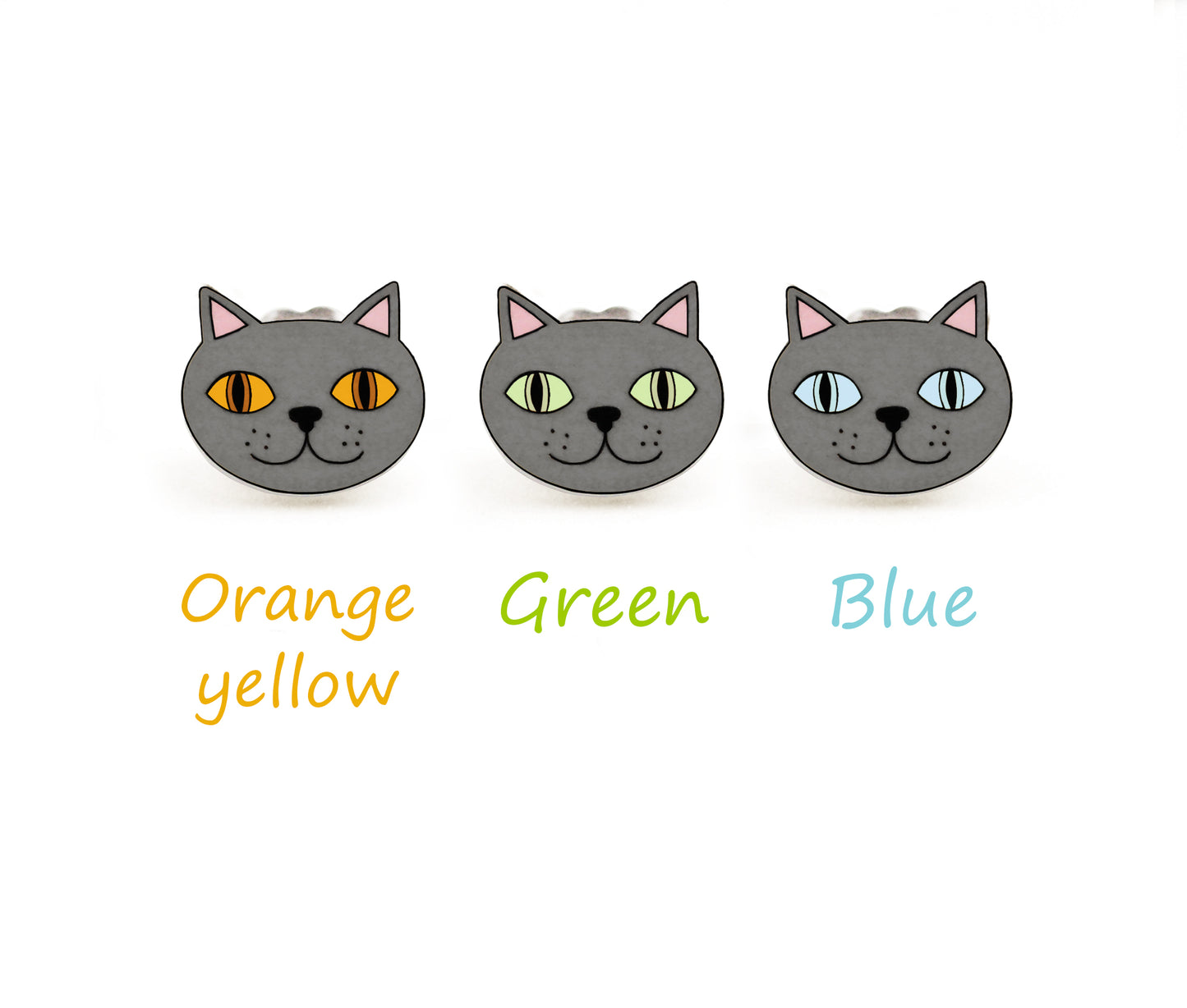 Tiny Blue British Shorthair Stud Earrings | Hypoallergenic Gray Cat Jewelry