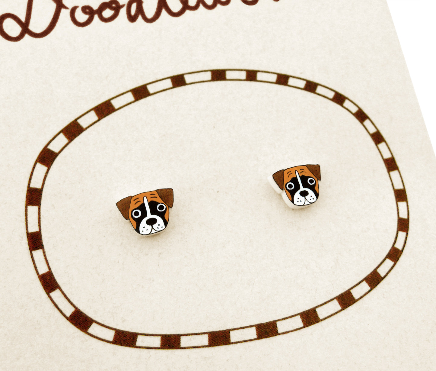 Tiny Boxer Stud Earrings | Hypoallergenic Dog Mom Gift