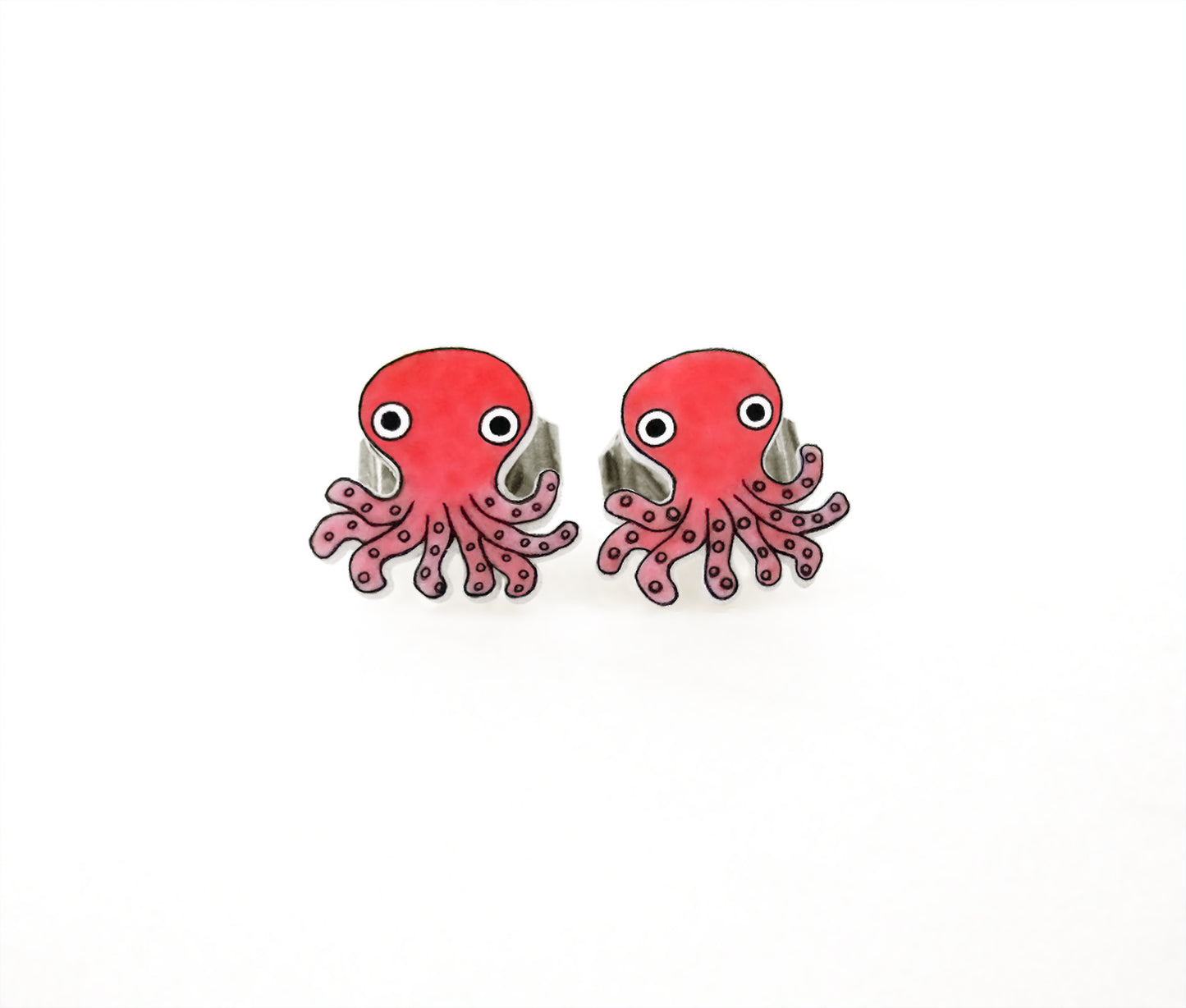Tiny Pink Octopus Stud Earrings | Hypoallergenic Sea Creature Jewelry