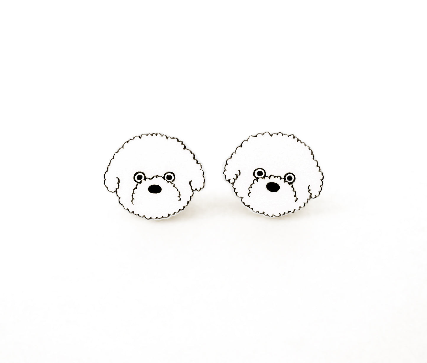 Tiny Bichon Frise Stud Earrings | Hypoallergenic White Fluffy Dog Jewelry