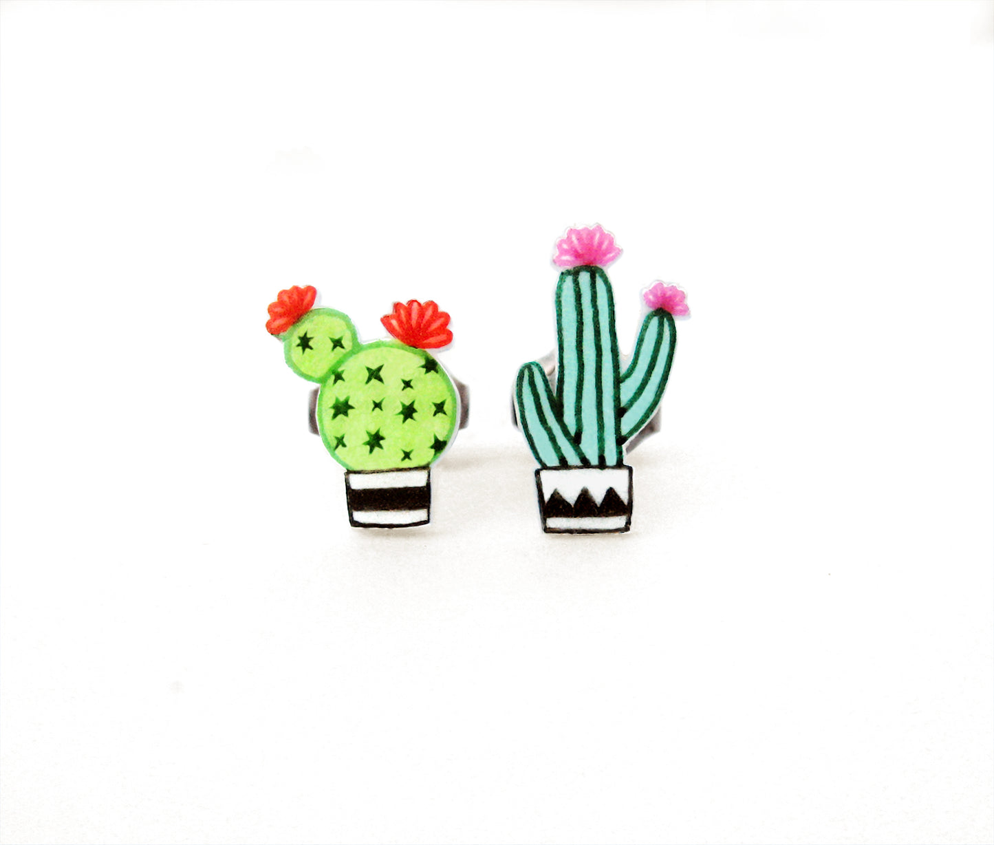 Tiny Cactus Succulent Stud Earrings | Hypoallergenic Handmade Plant Jewelry