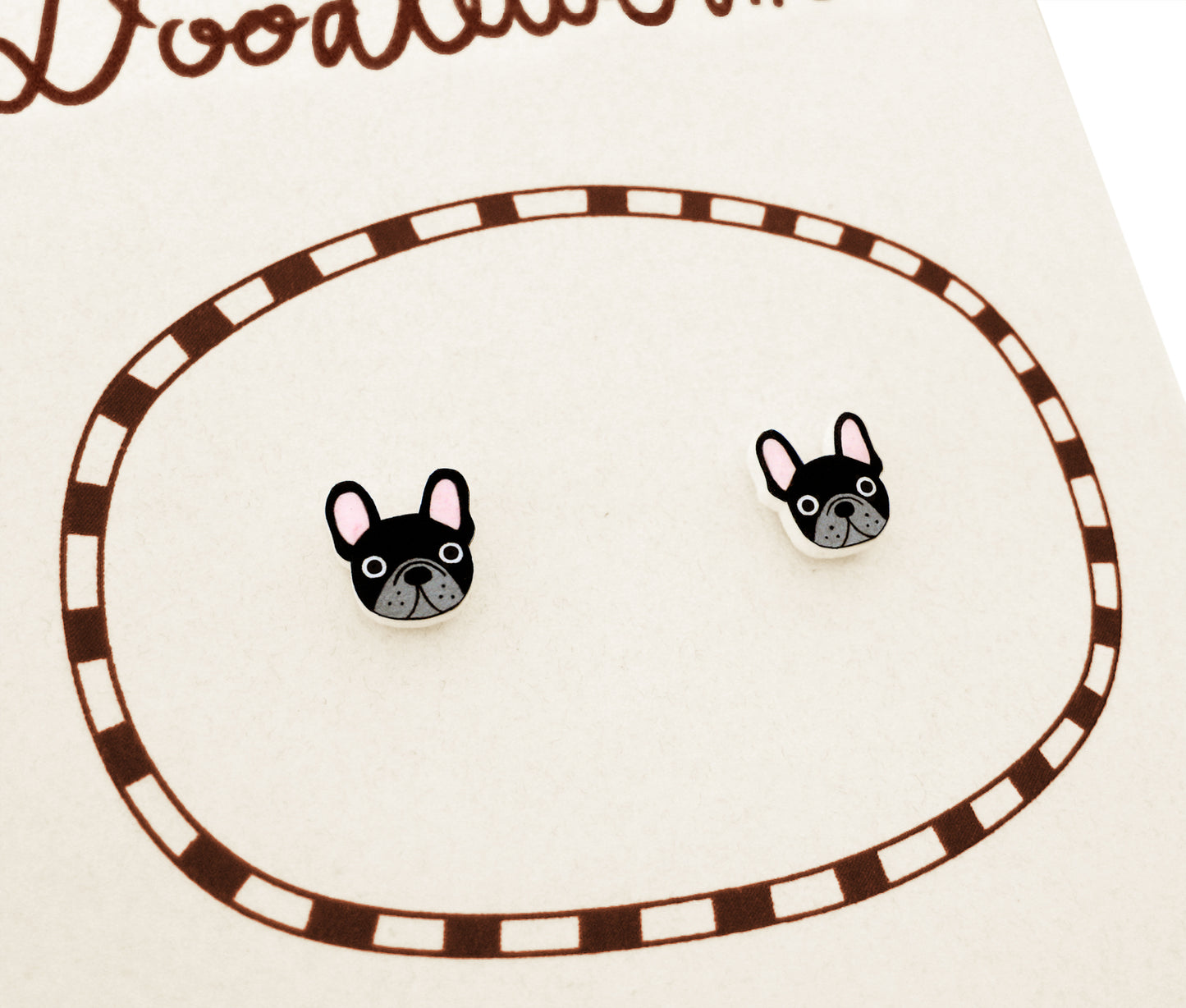 Tiny Black French Bulldog Stud Earrings | Hypoallergenic Dog Mom Gift