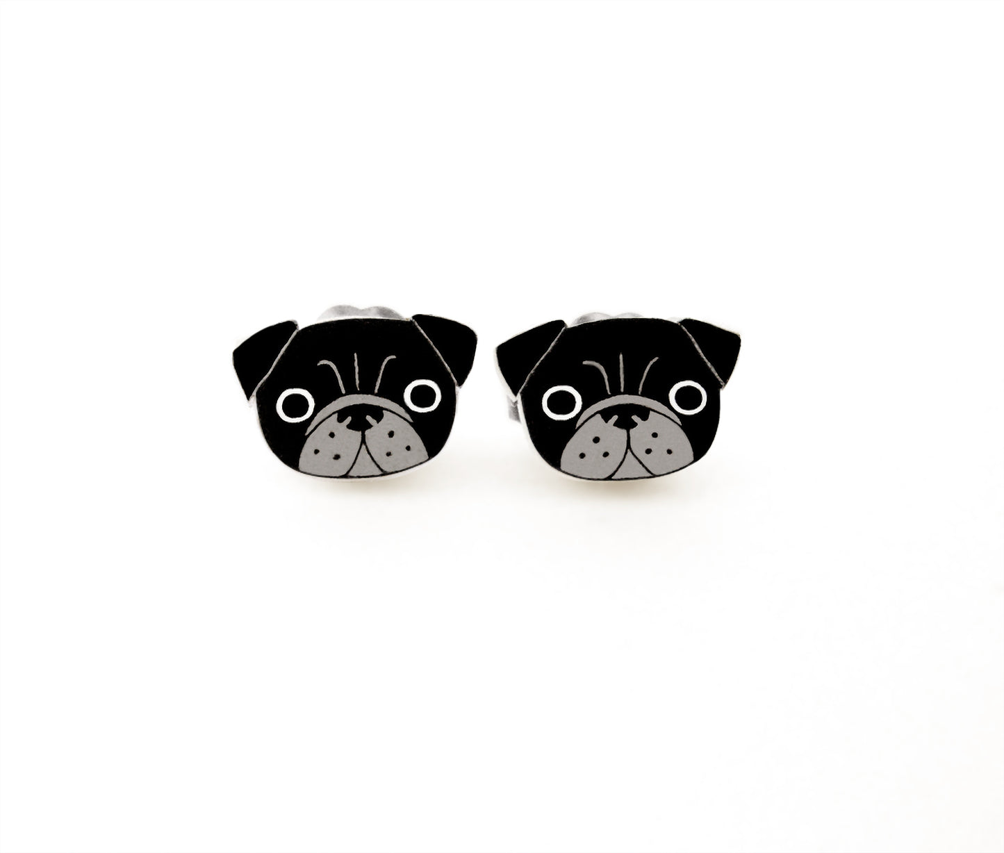 Tiny Black Pug Stud Earrings | Hypoallergenic Dog Jewelry
