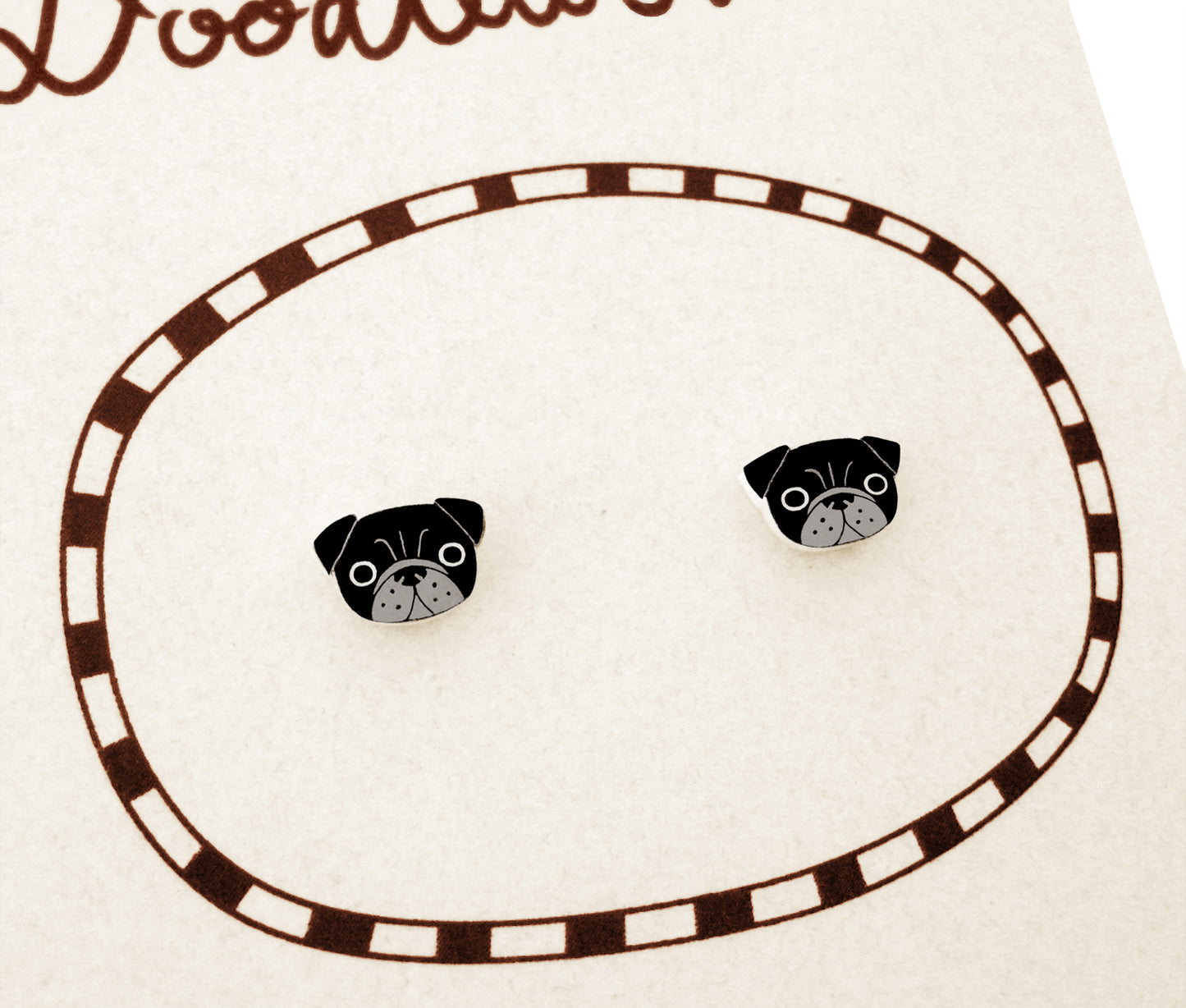 Tiny Black Pug Stud Earrings | Hypoallergenic Dog Jewelry