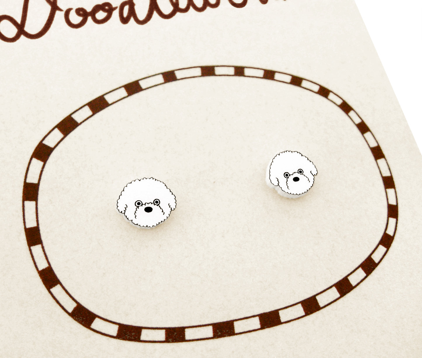 Tiny Bichon Frise Stud Earrings | Hypoallergenic White Fluffy Dog Jewelry
