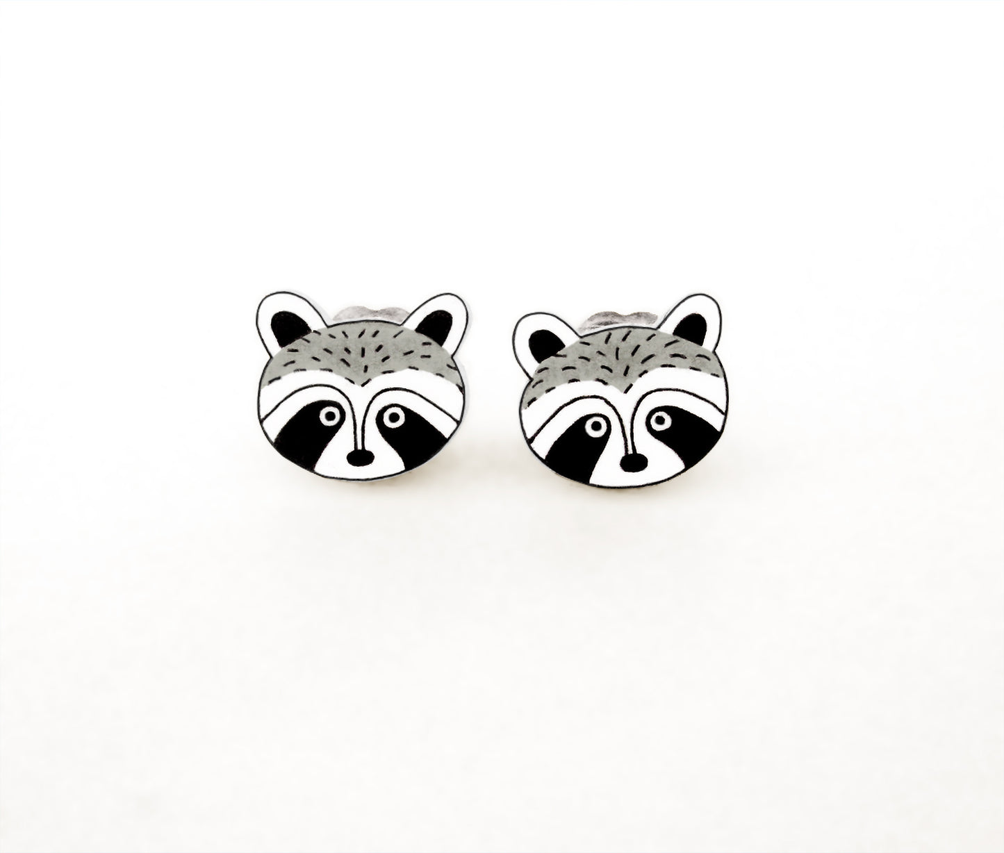 Tiny Raccoon Stud Earrings | Hypoallergenic Woodland Jewelry