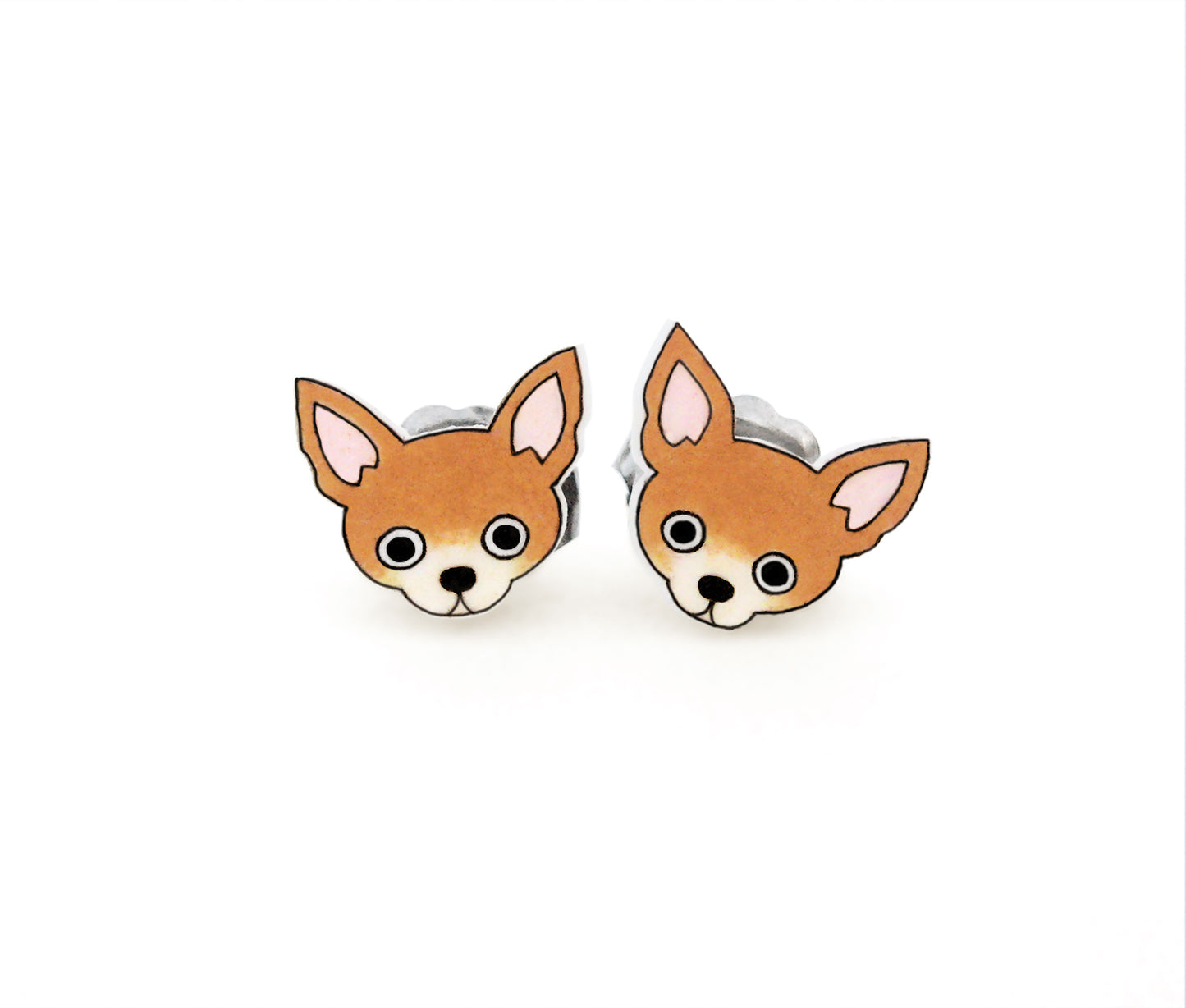Tiny Brown Tan Chihuahua Stud Earrings | Hypoallergenic Dog Mom Gift