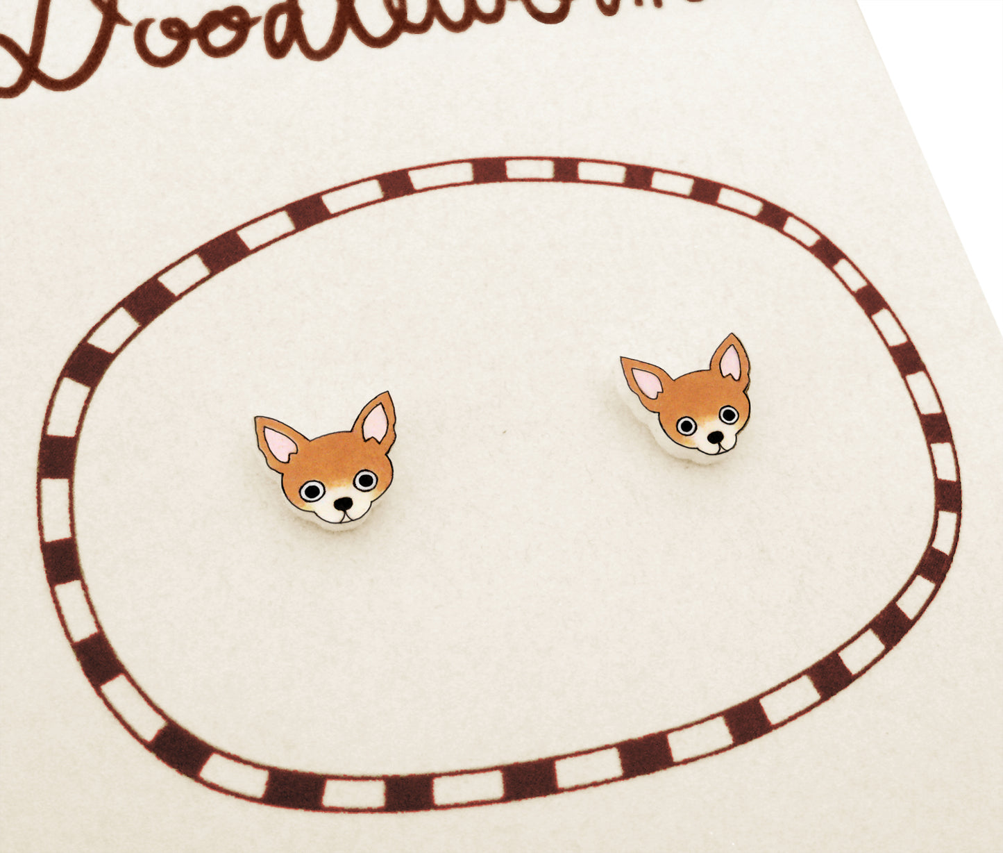 Brown Tan Chihuahua Stud Earrings