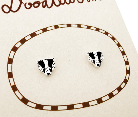 Tiny Badger Stud Earrings | Hypoallergenic Woodland Jewelry