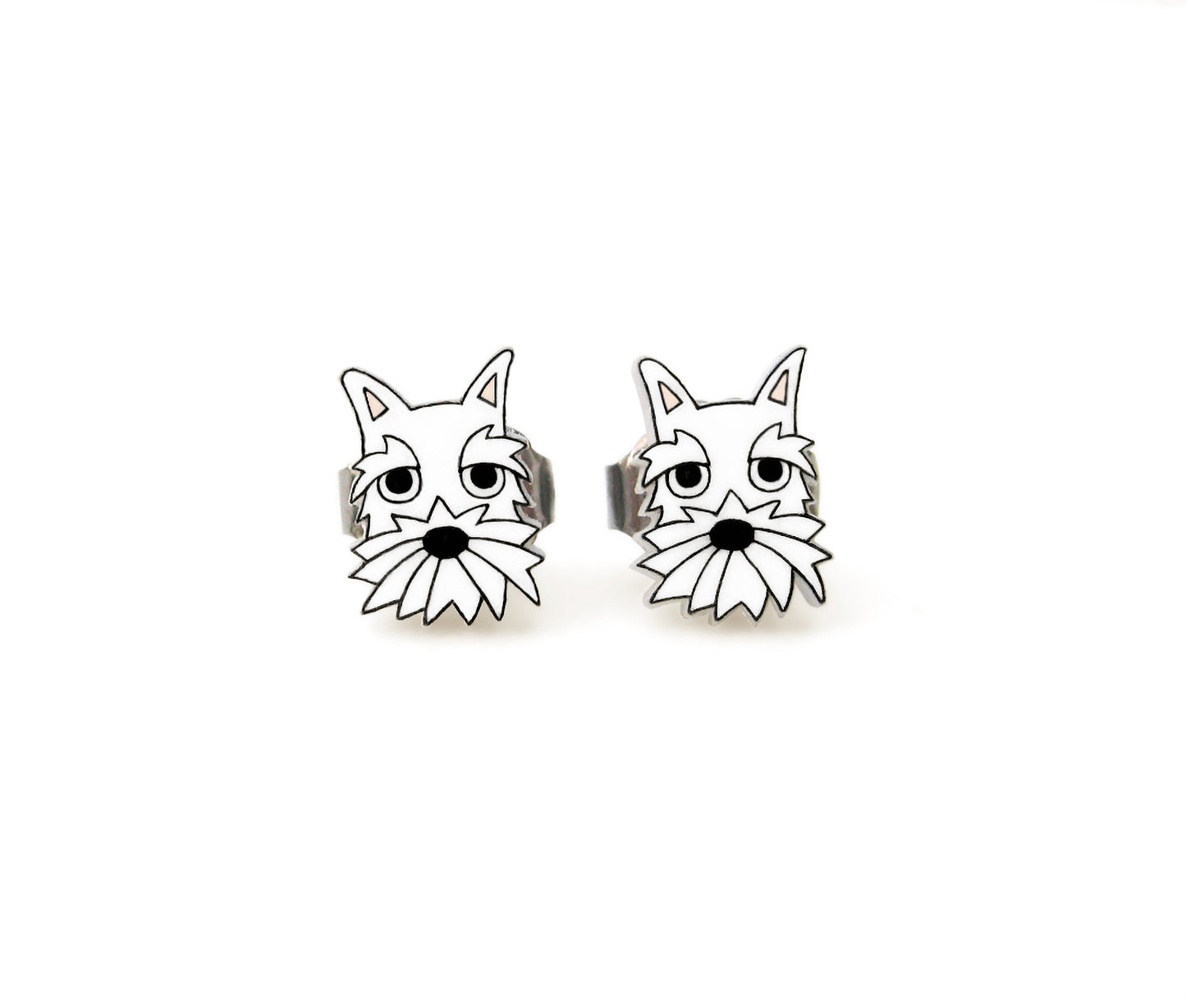 Tiny White Schnauzer Stud Earrings | Hypoallergenic Dog Jewelry