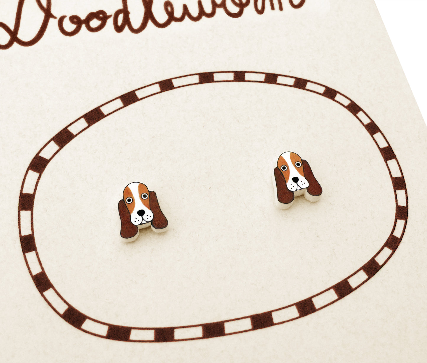 Tiny Basset Hound Stud Earrings | Hypoallergenic Dog Lover Gift