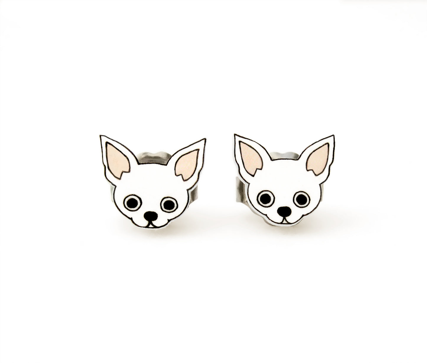 Tiny White Chihuahua Stud Earrings | Hypoallergenic Handmade Dog Jewelry