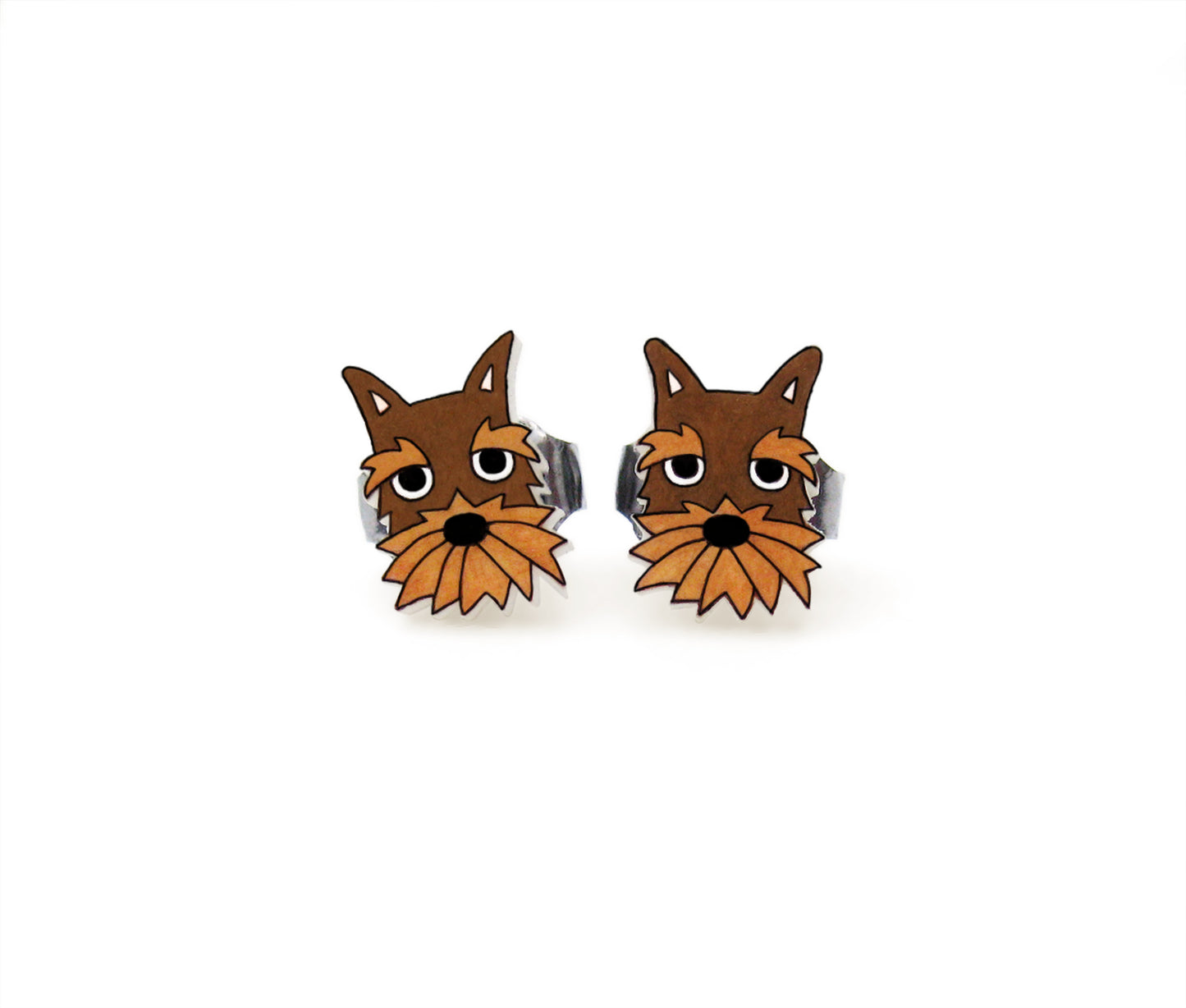 Tiny Brown Chocolate Schnauzer Stud Earrings | Hypoallergenic Handmade Dog Jewelry