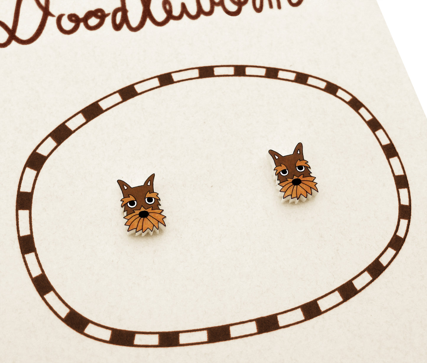 Tiny Brown Chocolate Schnauzer Stud Earrings | Hypoallergenic Handmade Dog Jewelry