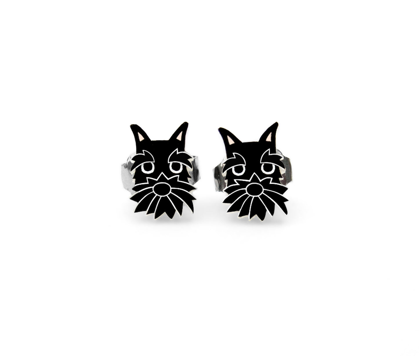 Tiny Black Schnauzer Stud Earrings | Hypoallergenic Dog Lover Gift