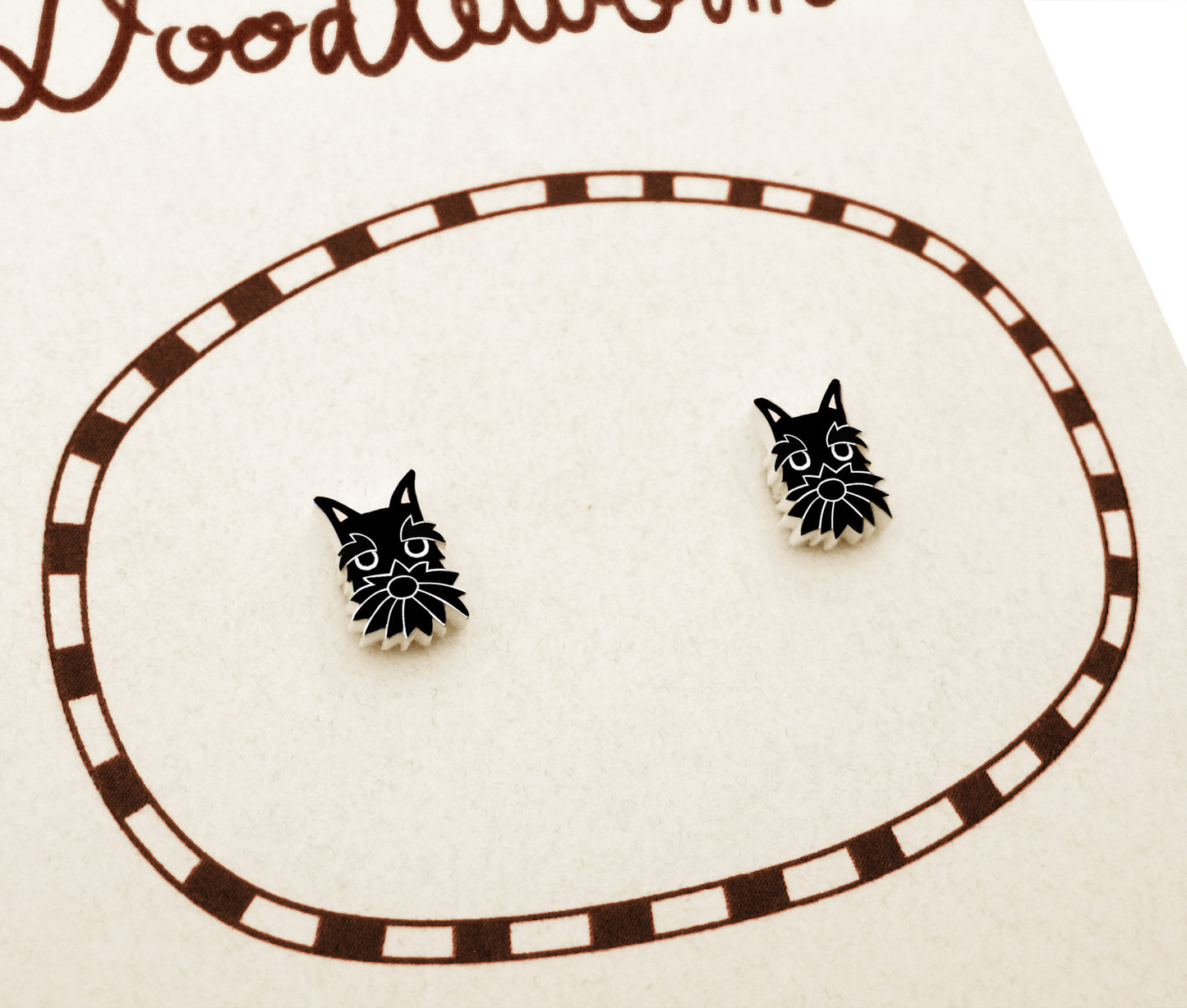 Tiny Black Schnauzer Stud Earrings | Hypoallergenic Dog Lover Gift