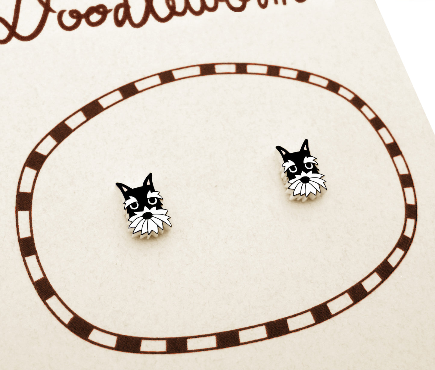 Tiny Black Silver Schnauzer Stud Earrings | Hypoallergenic Dog Lover Gift