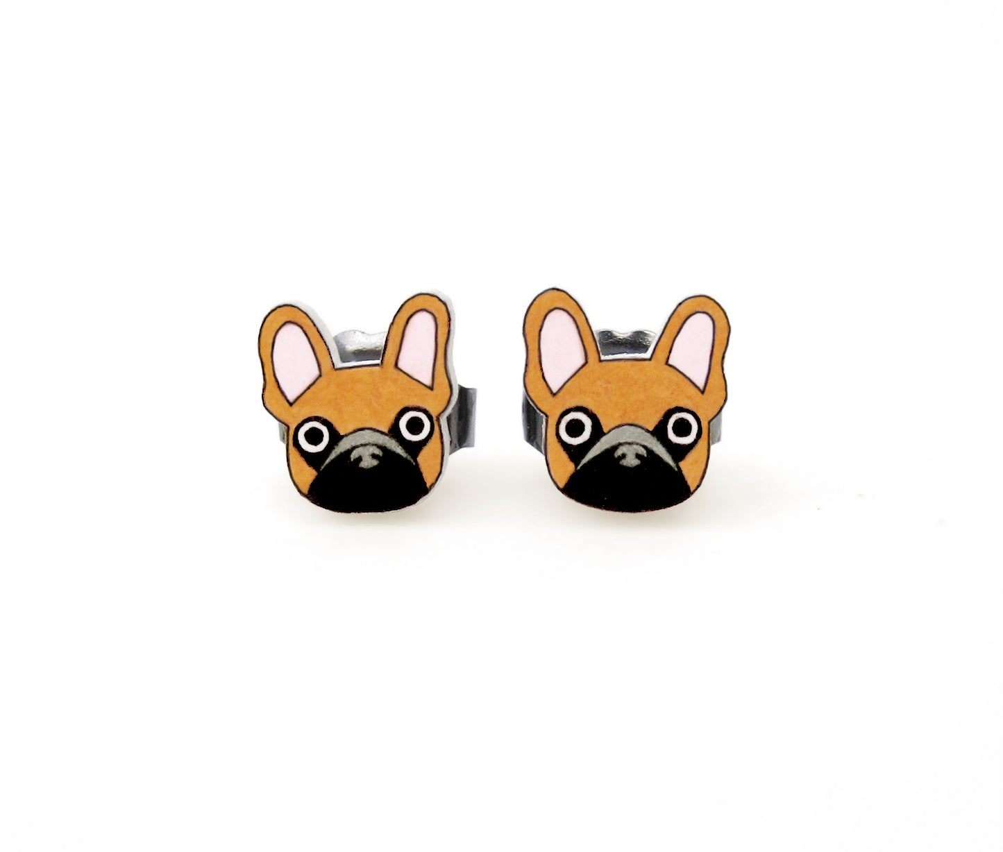 Tiny Red Fawn French Bulldog Stud Earrings | Hypoallergenic Handcrafted Jewelry