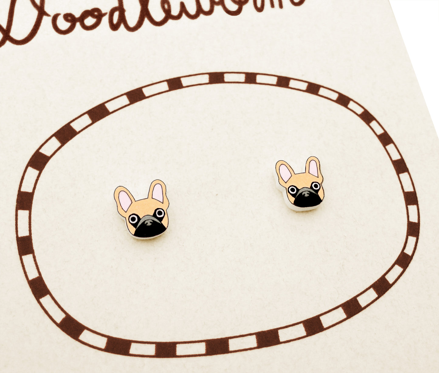 Tiny Fawn French Bulldog Stud Earrings | Hypoallergenic Dog Jewelry