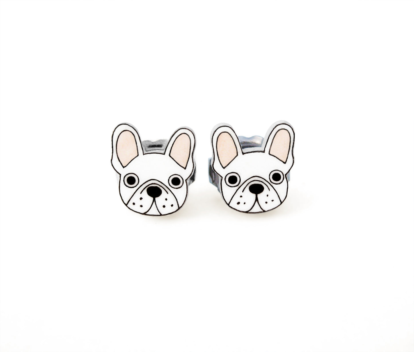 Tiny White French Bulldog Stud Earrings | Hypoallergenic Dog Jewelry