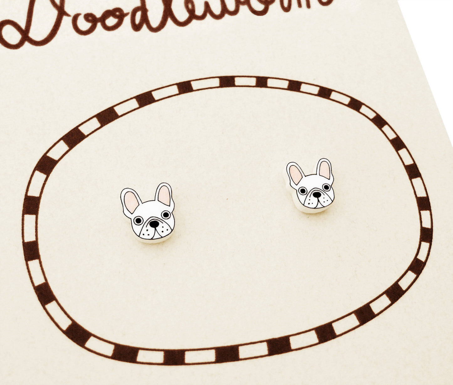 Tiny White French Bulldog Stud Earrings | Hypoallergenic Dog Jewelry
