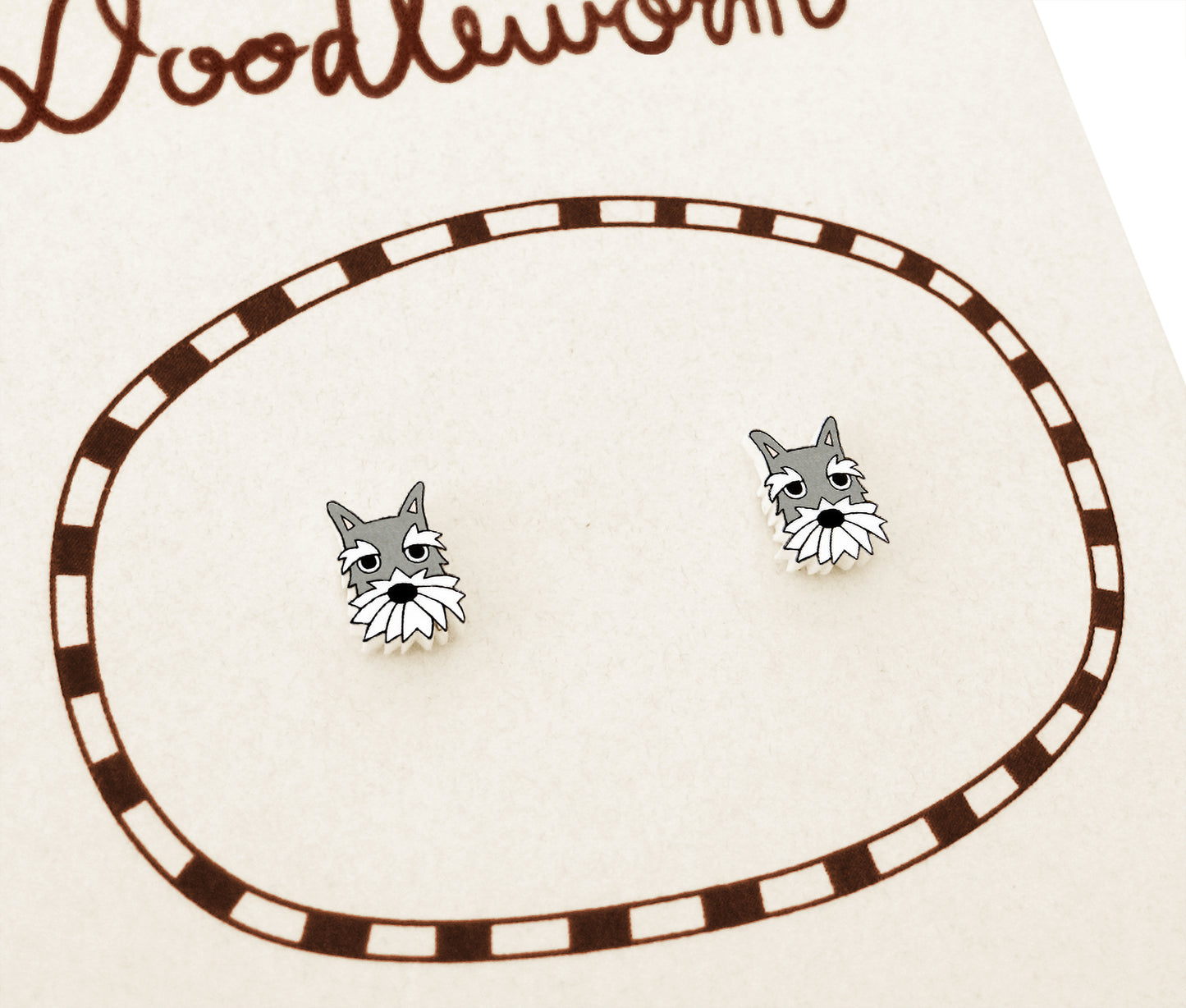 Tiny Salt & Pepper Schnauzer Stud Earrings | Hypoallergenic Handcrafted Jewelry