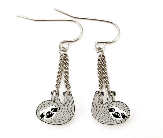 Sloth Dangle Earrings | Hypoallergenic Handcrafted Animal Jewelry