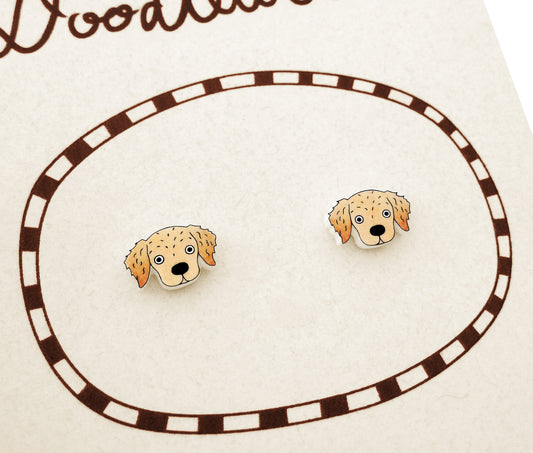 Tiny Golden Retriever Stud Earrings | Hypoallergenic Dog Jewelry