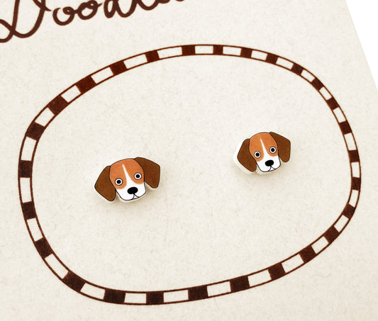 Tiny Beagle Stud Earrings | Hypoallergenic Dog Jewelry