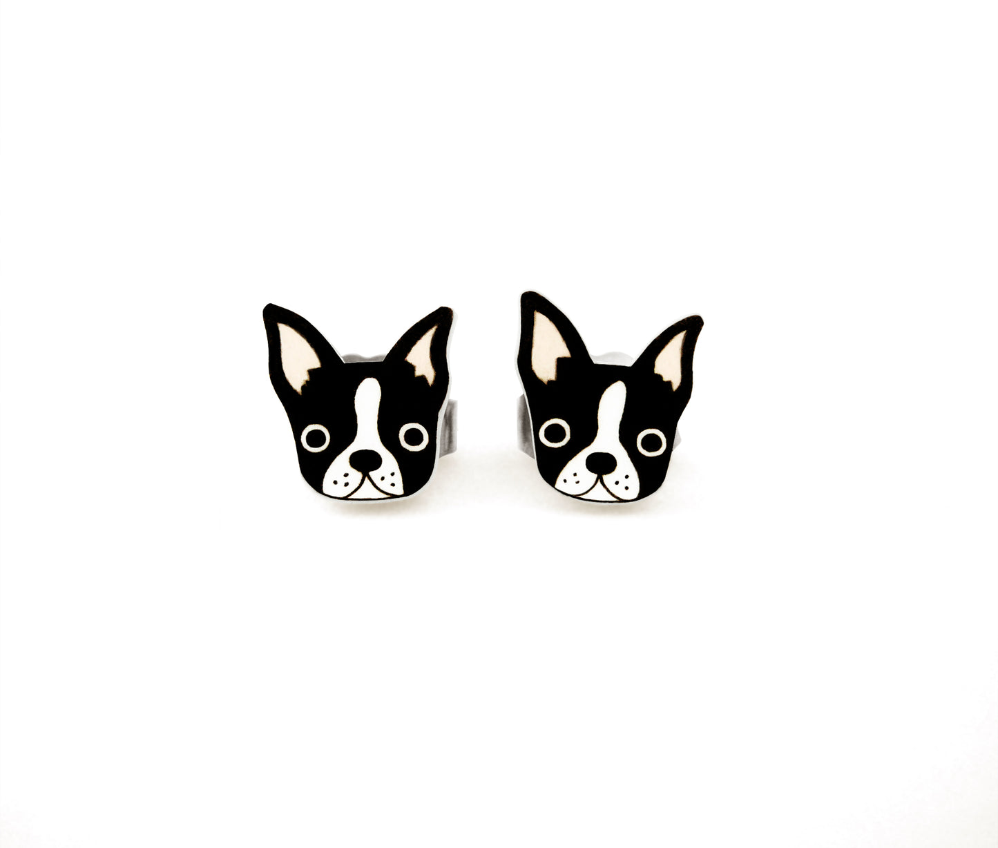 Tiny Boston Terrier Stud Earrings | Hypoallergenic Dog Mom Gift