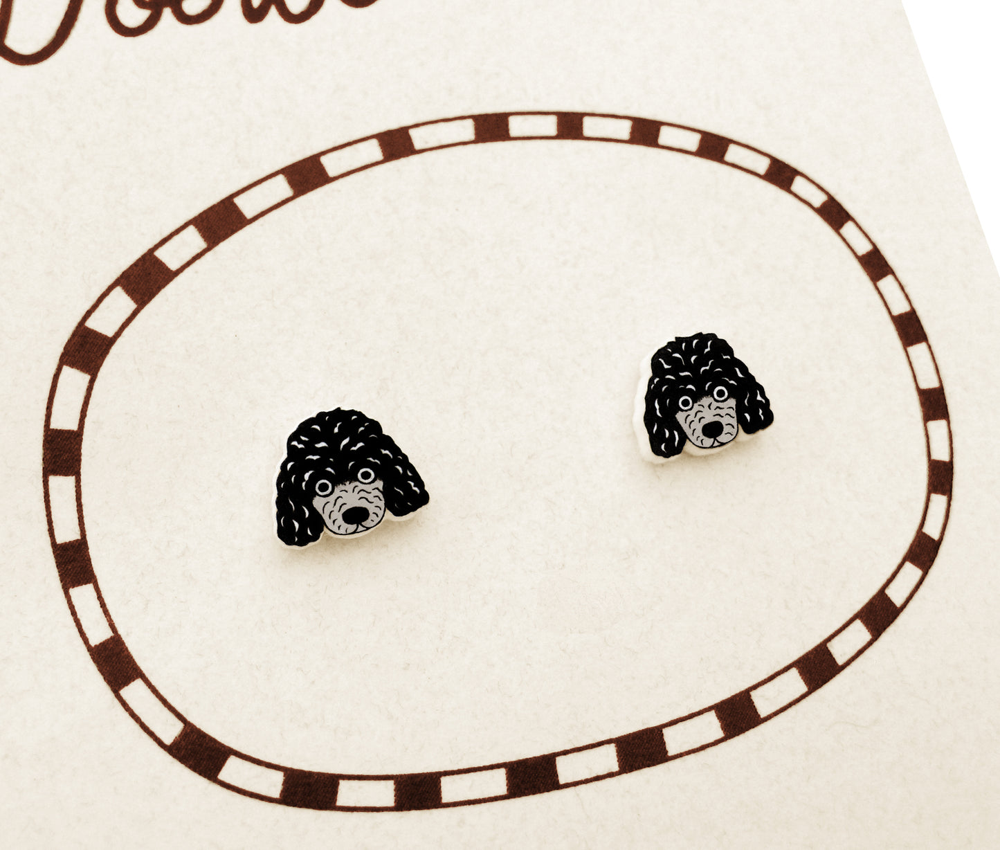 Tiny Black Cockapoo Poodle Stud Earrings | Hypoallergenic Handmade Jewelry