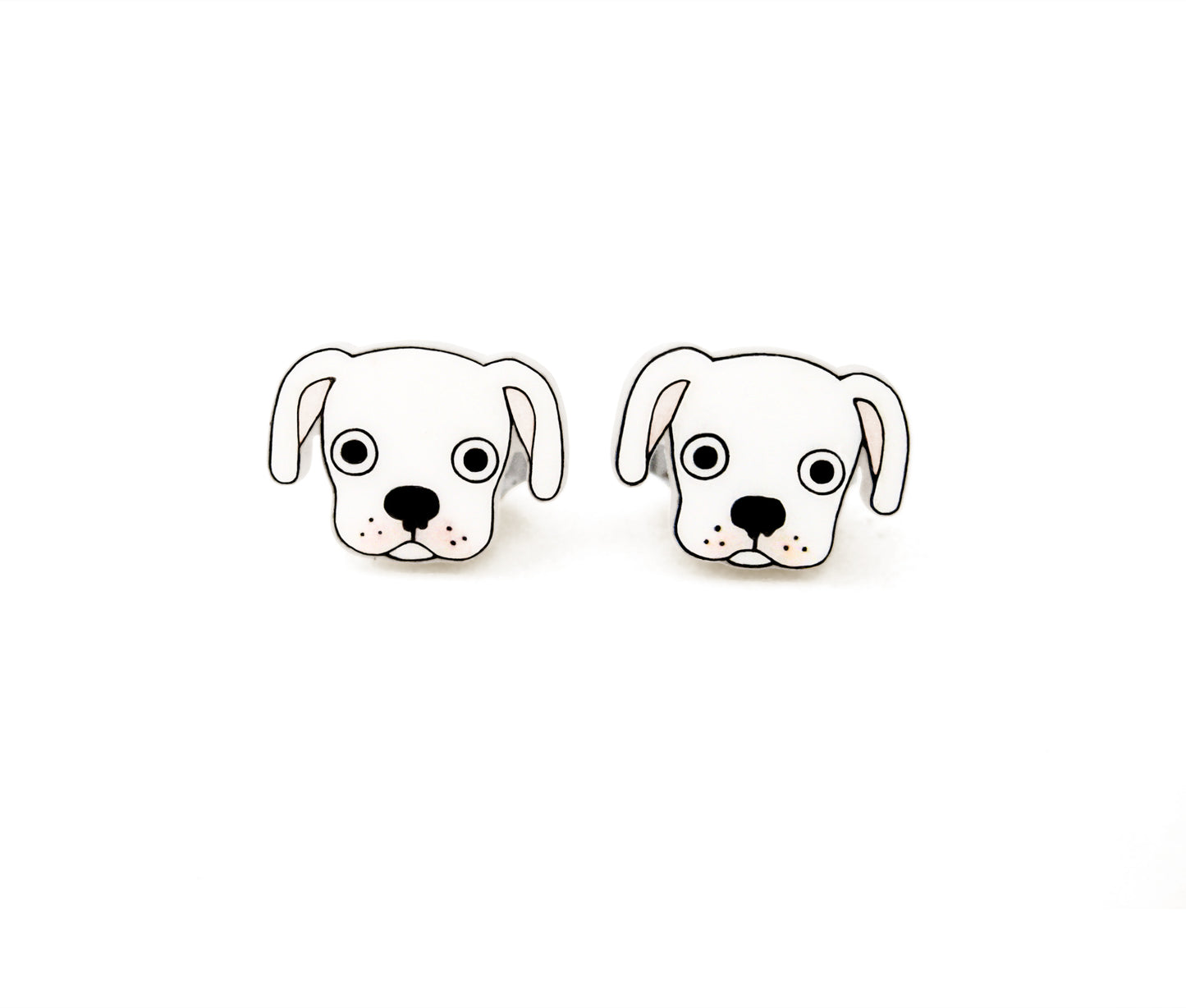 Tiny White Boxer Stud Earrings | Hypoallergenic Dog Jewelry